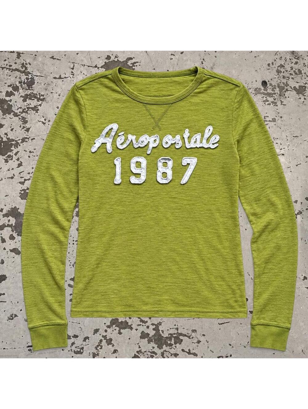 Mens Vintage Aeropostale Y2K Thermal Longsleeve Tee Size M